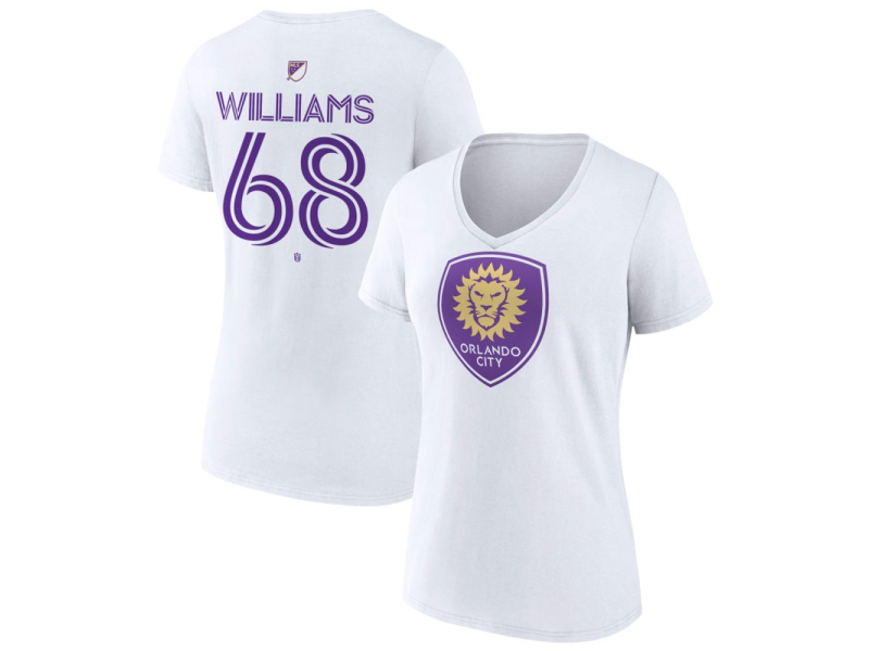 Women's Orlando City SC Authentic Stack #68 Thomas Williams V-Neck T-Shirt - White