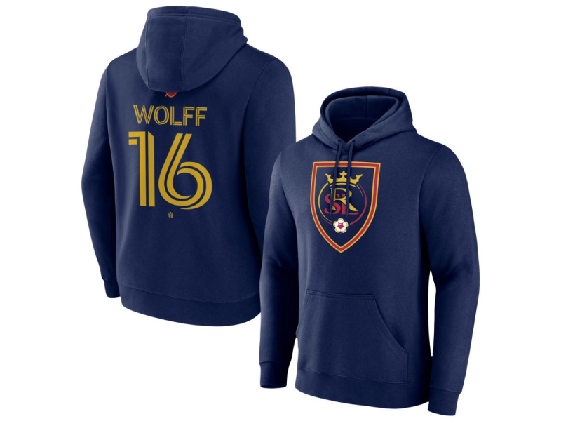 Youth Real Salt Lake #16 Tyler Wolff Team Authentic Pullover Hoodie - Navy