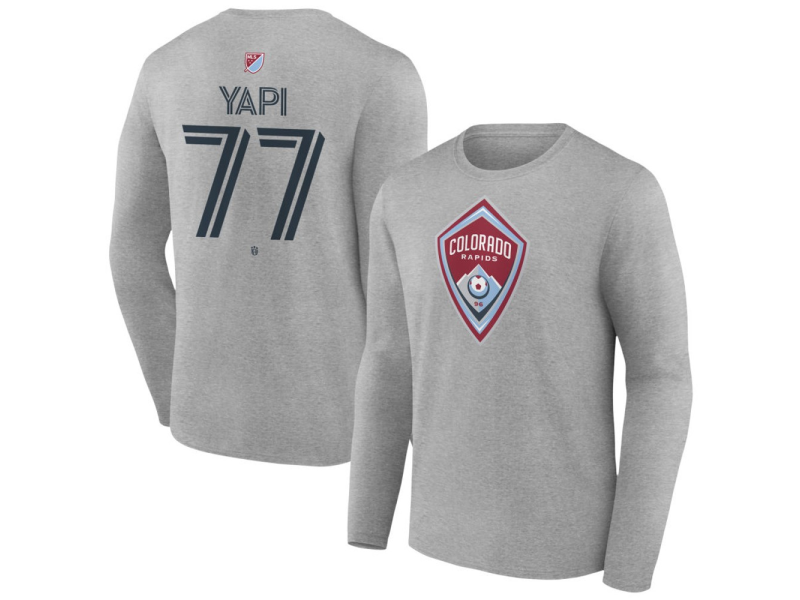 Youth Colorado Rapids #77 Darren Yapi Team Authentic Long Sleeve T-Shirt - Gray