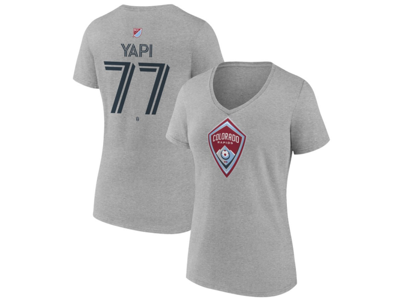 Women's Colorado Rapids #77 Darren Yapi Team Authentic V-Neck T-Shirt - Gray