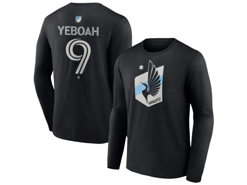 Men's Minnesota United FC #9 Kelvin Yeboah Team Authentic Long Sleeve T-Shirt - Black