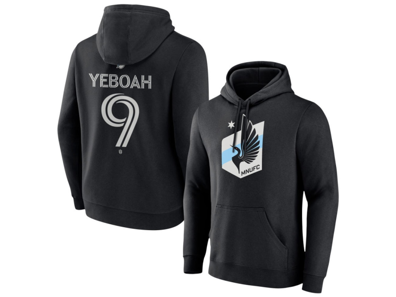 Youth Minnesota United FC #9 Kelvin Yeboah Team Authentic Pullover Hoodie - Black