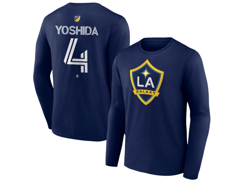 Men's LA Galaxy #4 Maya Yoshida Team Authentic Long Sleeve T-Shirt - Navy