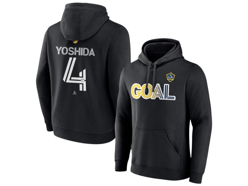 Men's LA Galaxy Goal #4 Maya Yoshida Pullover Hoodie - Black