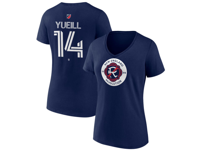 Women's New England Revolution #14 Jackson Yueill Team Authentic V-Neck T-Shirt - Navy