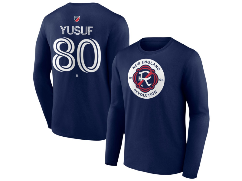 Youth New England Revolution #80 Alhassan Yusuf Team Authentic Long Sleeve T-Shirt - Navy