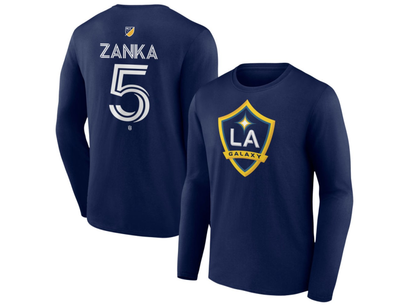 Men's LA Galaxy #5 Mathias Zanka Team Authentic Long Sleeve T-Shirt - Navy