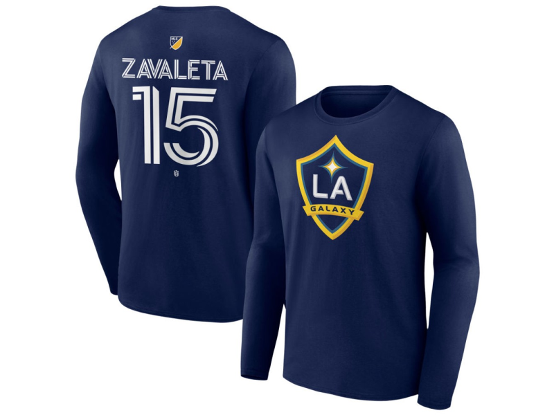 Men's LA Galaxy #15 Eriq Zavaleta Team Authentic Long Sleeve T-Shirt - Navy