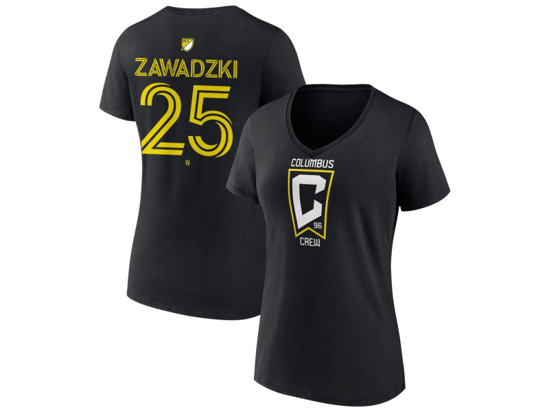 Women's Columbus Crew #25 Sean Zawadzki Team Authentic V-Neck T-Shirt - Black